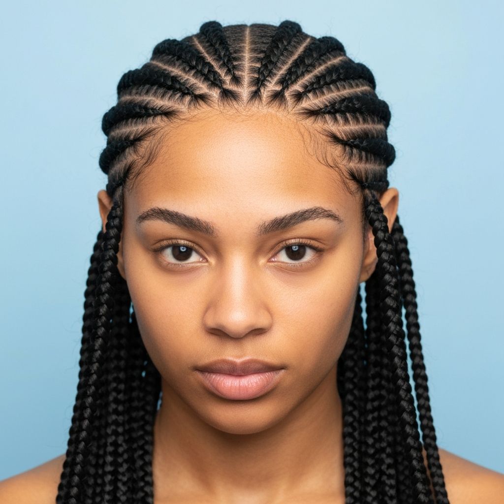 Straight-back cornrows